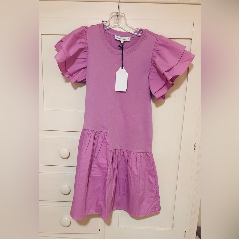 English Factory women’s Lavender Ruffle Sleeve Casual Dress